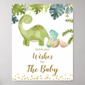 Dinosaur Greenery Floral wil Baby Poster (Voorkant)