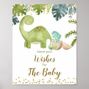 Dinosaur Greenery Floral wil Baby Poster