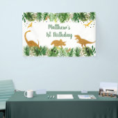 Dinosaur Greenery Gold Birthday Spandoek (Beurs)