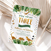 Dinosaur Greenery Gold Third Birthday Kaart