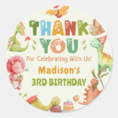 Dinosaur Greenery Verjaardag Sticker (Voorkant)