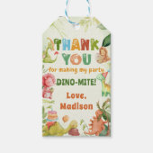 Dinosaur Greenery Verjaardagsfeest Gift Labels Cadeaulabel (Voorkant)