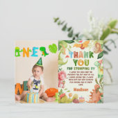 Dinosaur Greenery Verjaardagsfoto Dank u kaart (Staand voorkant)