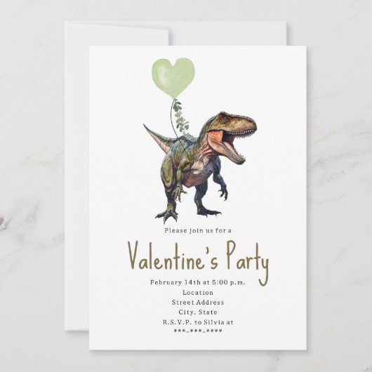 Dinosaur Groene Hart Valentijns Partij Kaart (Voorkant)