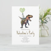 Dinosaur Groene Hart Valentijnsfeest Kaart (Staand voorkant)