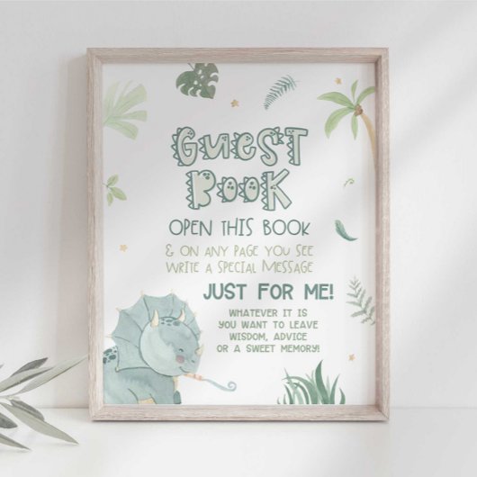 Dinosaur Guest Book Party Sign Foto Afdruk