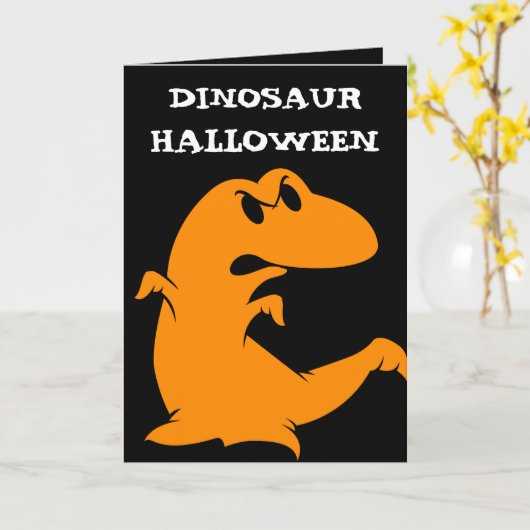 Dinosaur Halloween Kaart (Gele Bloem)