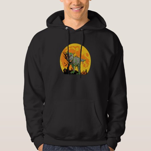 Dinosaur Halloween Mummy Saurus Rex Quote Pumpkin Hoodie (Voorkant)