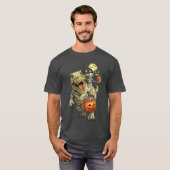 Dinosaur Halloween Skeleton Riding Mummy T Rex Cos T-shirt (Voorkant volledig)