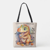 Dinosaur Halloween Snoep Trick or treat Tote Bag (Achterkant)