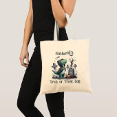 Dinosaur Halloween Trick or treat Canvas tas (Voorkant (product))