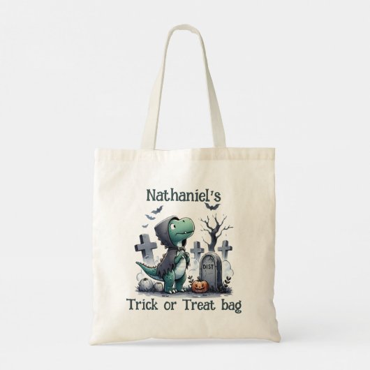 Dinosaur Halloween Trick or treat Canvas tas (Achterkant)