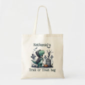 Dinosaur Halloween Trick or treat Canvas tas (Voorkant)