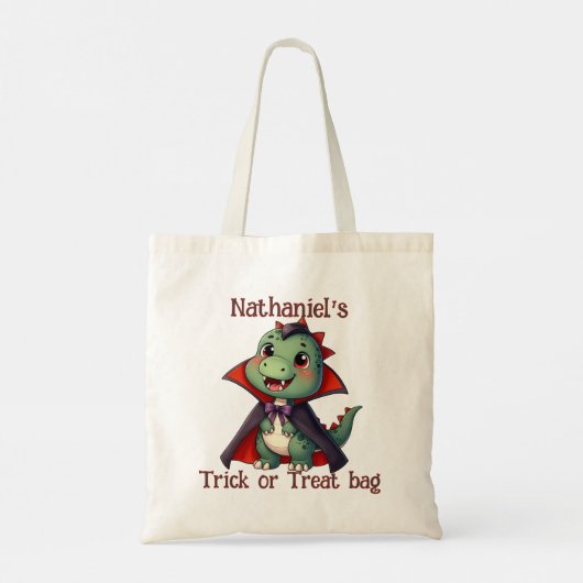 Dinosaur Halloween Trick or treat Canvas tas (Achterkant)