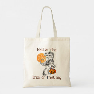 Dinosaur Halloween Trick or treat Canvas tas