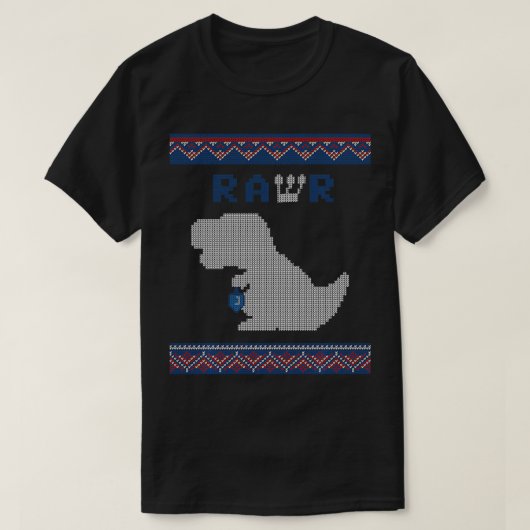 Dinosaur Hanukkah Dreidel Rawr Hannukah Ugly Sweat T-shirt (Design voorkant)