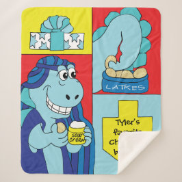 Dinosaur Hanukkah Sherpa Blanket/Medium Deken