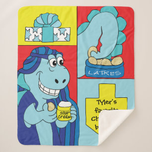 Dinosaur Hanukkah Sherpa Blanket/Medium Deken