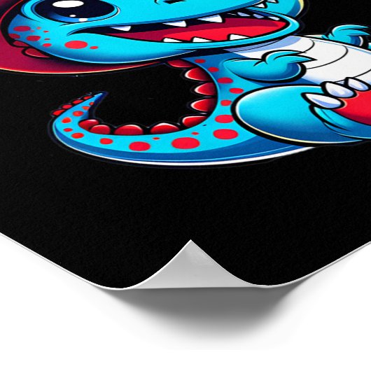 Dinosaur Happy 4th of July Onafhankelijkheidsdag M Poster (Hoek)