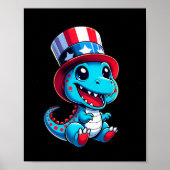 Dinosaur Happy 4th of July Onafhankelijkheidsdag M Poster (Voorkant)