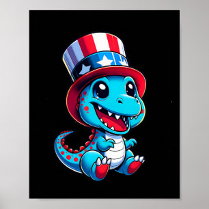 Dinosaur Happy 4th of July Onafhankelijkheidsdag M Poster