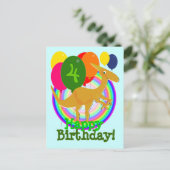 Dinosaur Happy Birthday Balloons 4 Postcard Briefkaart (Staand voorkant)