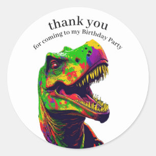 Dinosaur Happy Birthday Boy Dank u Ronde Sticker