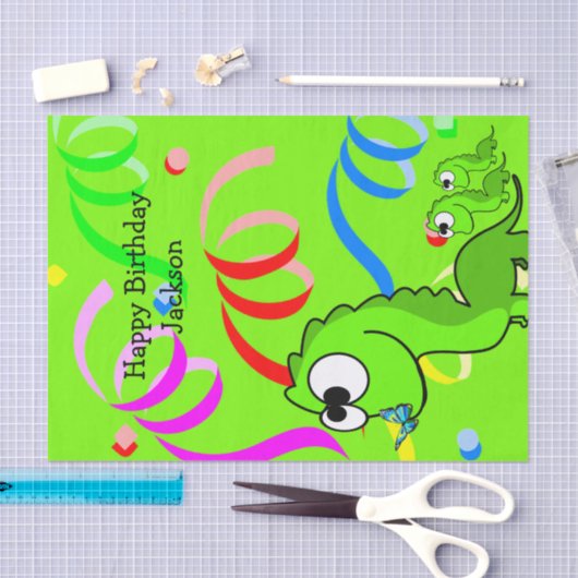 Dinosaur Happy Birthday-discussiestuk Tissuepapier (Craft)