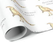 Dinosaur Happy Birthday - Gepersonaliseerd Cadeaupapier (Rol Hoek)