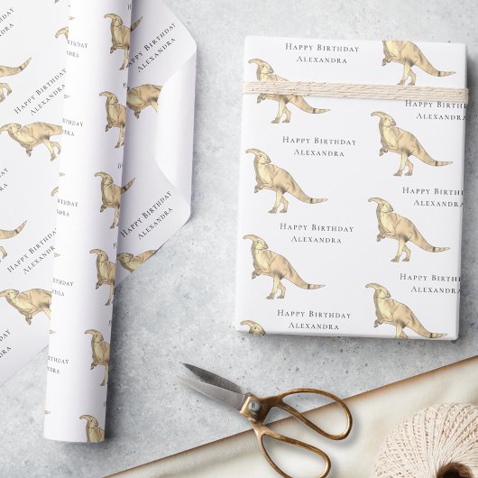 Dinosaur Happy Birthday - Gepersonaliseerd Cadeaupapier