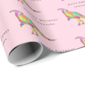 Dinosaur Happy Birthday Gepersonaliseerde meisjesn Cadeaupapier (Rol Hoek)