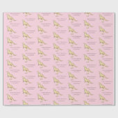 Dinosaur Happy Birthday Gepersonaliseerde meisjesn Cadeaupapier (Vlak)