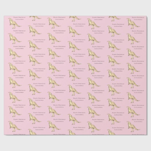 Dinosaur Happy Birthday Gepersonaliseerde meisjesn Cadeaupapier (Vlak)