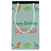 Dinosaur Happy Birthday Gepersonaliseerde tas Klein Cadeauzakje (Voorkant)