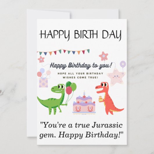 Dinosaur Happy Birthday Kaart (Voorkant)