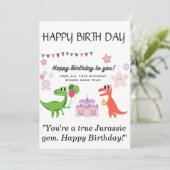 Dinosaur Happy Birthday Kaart (Staand voorkant)