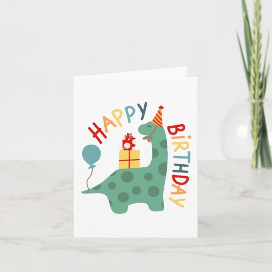 Dinosaur Happy Birthday Kaart voor Kids Dino Party (Voorkant)