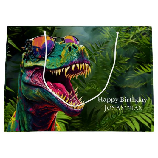 Dinosaur Happy Birthday kinder Oerwoud Groot Cadeauzakje (Voorkant)