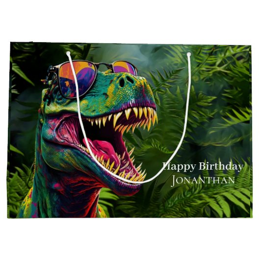 Dinosaur Happy Birthday kinder Oerwoud Groot Cadeauzakje (Achterkant)