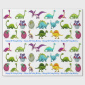 Dinosaur Happy Birthday Persoonlijke naam Cadeaupapier (Vlak)