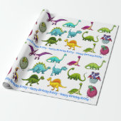 Dinosaur Happy Birthday Persoonlijke naam Cadeaupapier (Uitgerold)