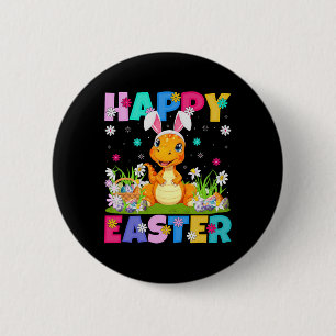 Dinosaur Happy Pasen Eierenjacht Konijn Oor Dinosa Ronde Button 5,7 Cm