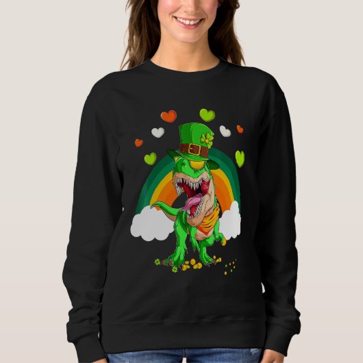 Dinosaur Happy St Pat Trex Day Dino St Patricks Da Trui (Voorkant)