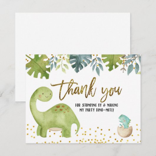 Dinosaur Hartelijk dank Bedankkaart (Voorkant / Achterkant)