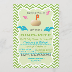 Dinosaur Hatching Baby shower Invitation Kaart