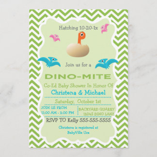 Dinosaur Hatching Baby shower Invitation Kaart