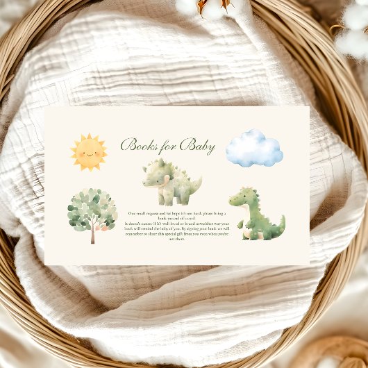 Dinosaur Hatching Soon Baby shower Boeken voor Bab Informatiekaartje