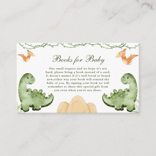 Dinosaur Hatching Soon Baby shower Boeken voor Bab Informatiekaartje (Voorkant)