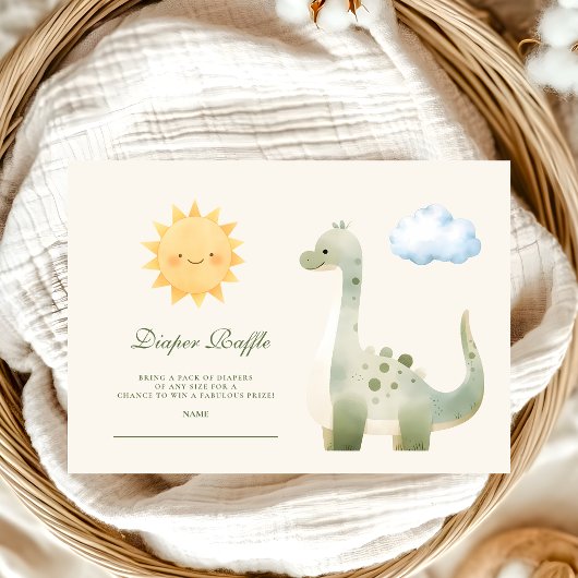 Dinosaur Hatching Soon Baby shower Diapper Raffle Informatiekaartje