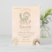 Dinosaur Hatching Soon Baby shower Invitation Kaart (Staand voorkant)